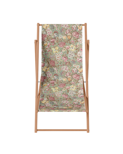Chilienne - Transat jardin floral avec châssis bois: Avec châssis en bois