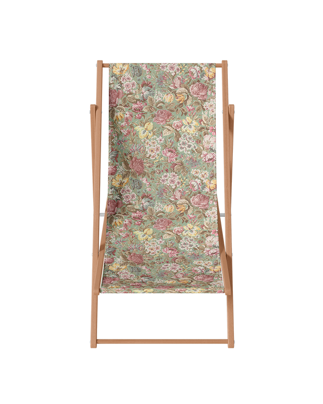 Chilienne - Transat jardin floral avec châssis bois: Avec châssis en bois