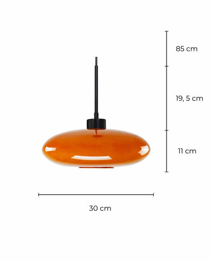 Suspension en verre coloré style rétro Népi: Orange