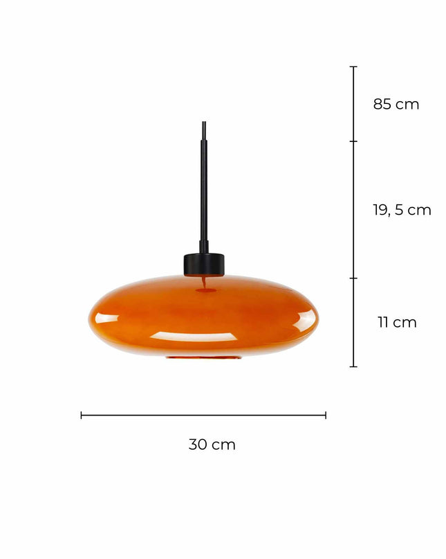 Suspension en verre coloré style rétro Népi: Orange