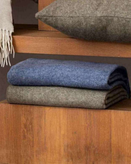 Plaid merinos et cahemire - Olive