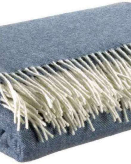 Plaid merinos et cahemire - Bleu Tempête