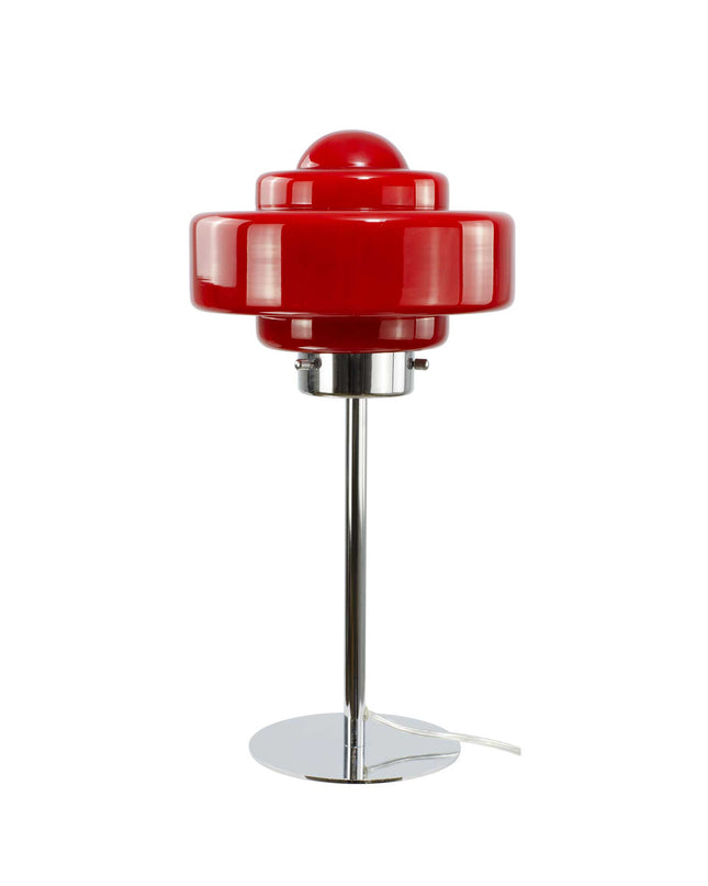 Lampe à poser en verre coloré et métal chromé Zéni: Orange