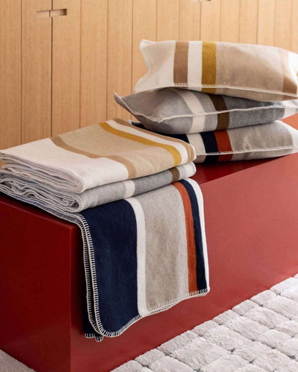 Plaid et jeté de lit - jacquard aspect laine feutrée - ivoire