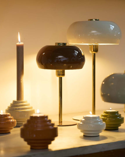 Lampe de table SURIN brun foncé brillant+or