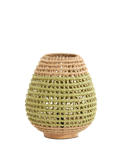 Lampe de table KALIPA rotin naturel+vert