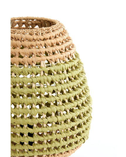Lampe de table KALIPA rotin naturel+vert