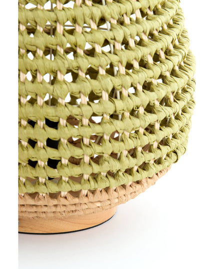 Lampe de table KALIPA rotin naturel+vert