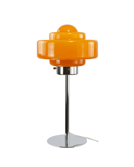 Lampe à poser en verre coloré et métal chromé Zéni: Orange