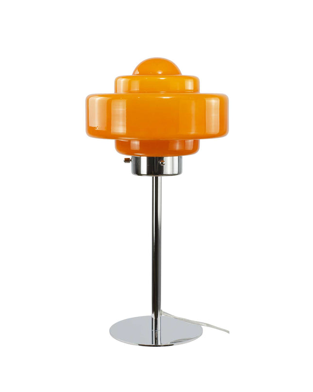Lampe à poser en verre coloré et métal chromé Zéni: Orange