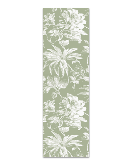 Chilienne - Transat floral en polyester  : Vert / Avec châssis en bois