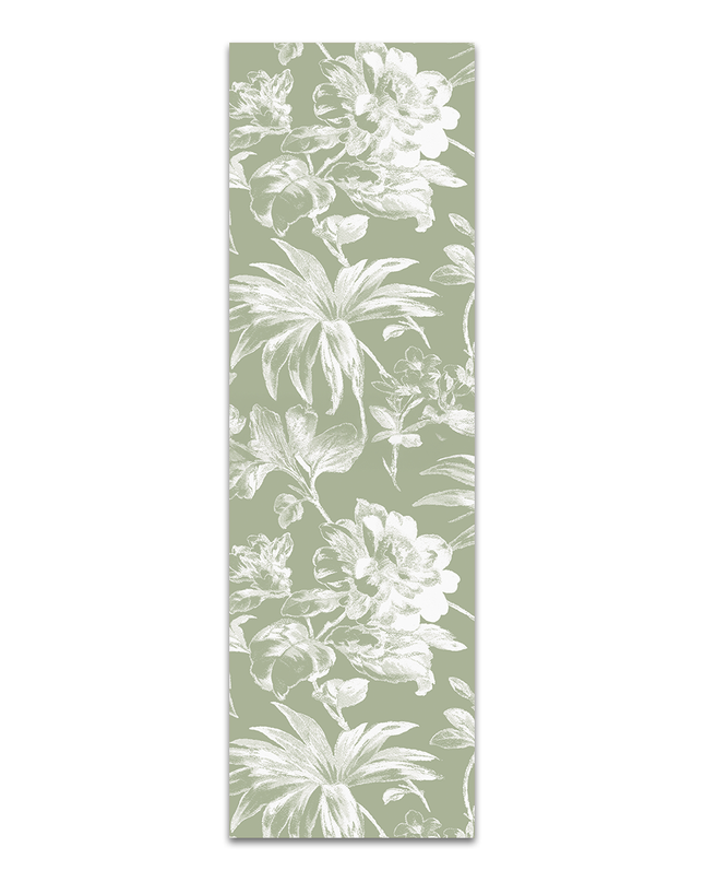 Chilienne - Transat floral en polyester  : Vert / Avec châssis en bois