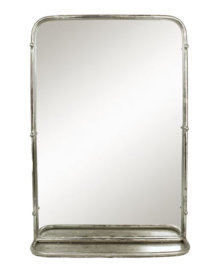 Miroir Karin avec étagère, argent antique, grand format