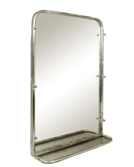 Miroir Karin avec étagère, argent antique, grand format