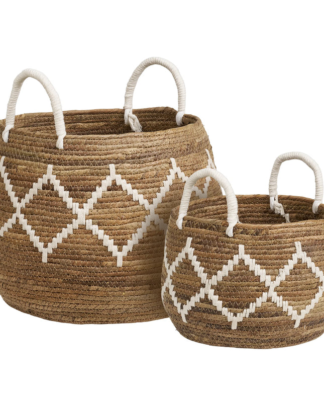 Paniers Altea, feuille de bananier, naturel/blanc cassé, lot de 2