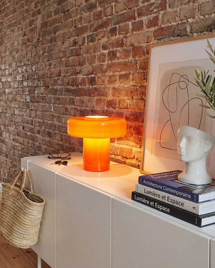 Lampe à poser XXL en verre coloré et style rétro Foza Maxi : Orange