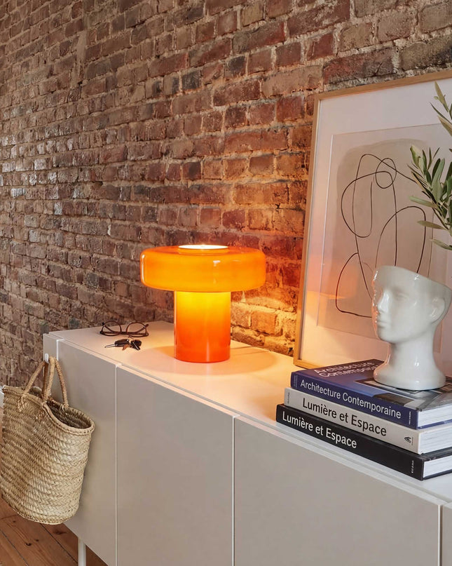 Lampe à poser XXL en verre coloré et style rétro Foza Maxi : Orange