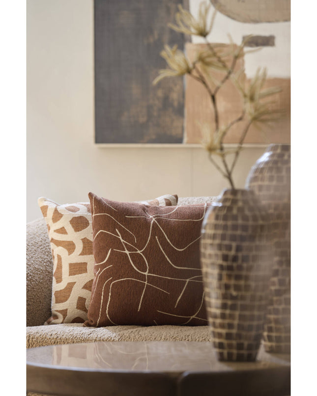 Coussin ROYCE terra-blanc - 45x45