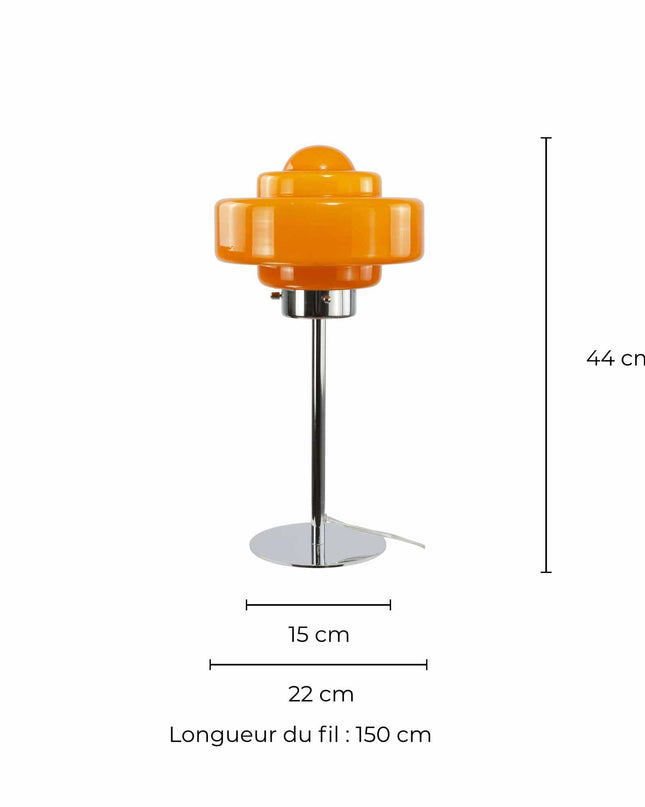 Lampe à poser en verre coloré et métal chromé Zéni: Orange