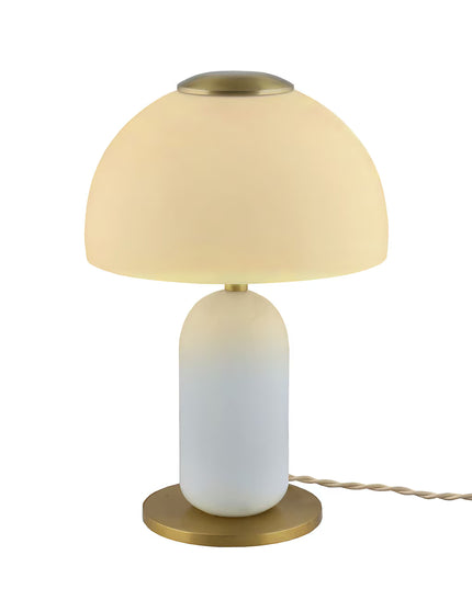 Lampe de table en verre opale finition laiton