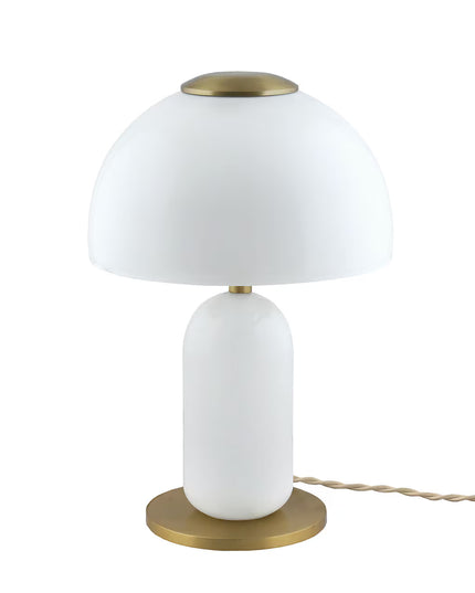 Lampe de table en verre opale finition laiton