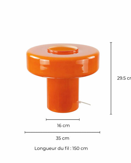 Lampe à poser XXL en verre coloré et style rétro Foza Maxi : Orange