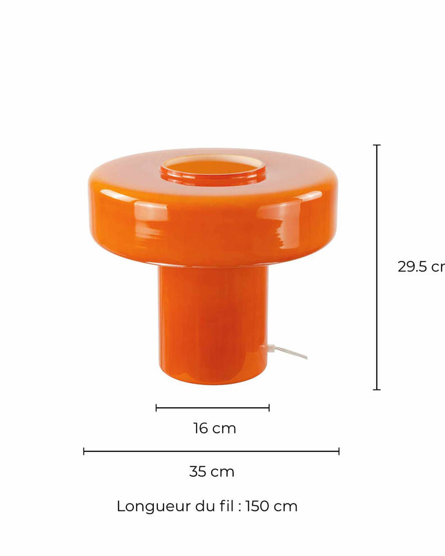 Lampe à poser XXL en verre coloré et style rétro Foza Maxi : Orange