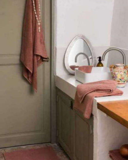 Serviette et Drap de douche/bain Bora - 100% coton - couleur terracotta