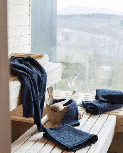 Serviette et Drap de douche/bain Bora - 100% coton - couleur encre