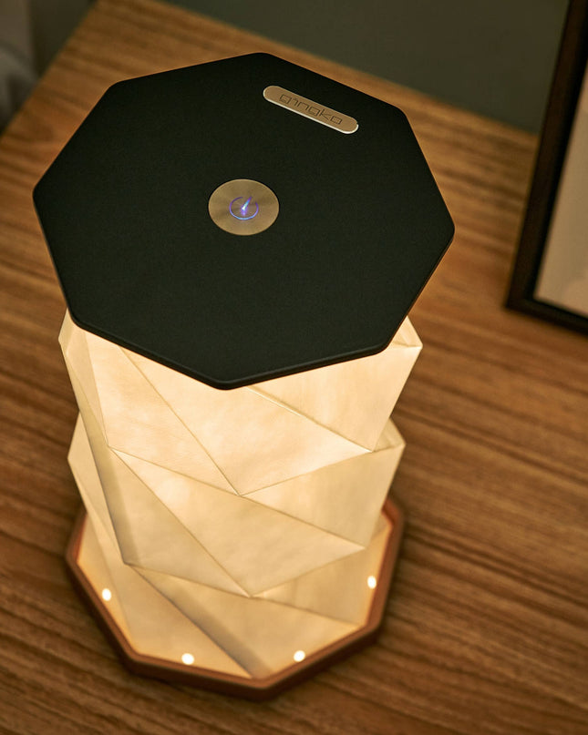 Lampe hexagonale Twist: Noyer massif