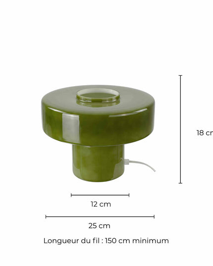 Lampe à poser verre coloré style rétro Foza: Vert kaki