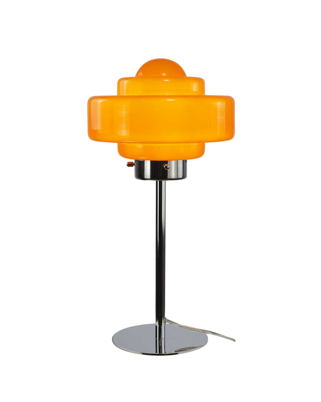Lampe à poser en verre coloré et métal chromé Zéni: Orange
