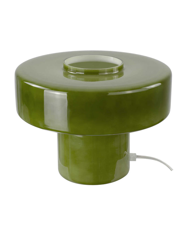Lampe à poser verre coloré style rétro Foza: Vert kaki