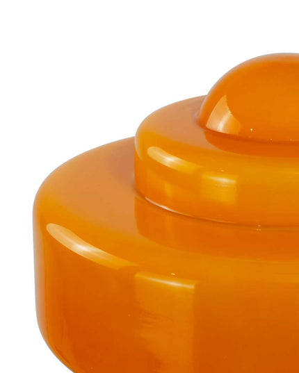 Lampe à poser en verre coloré et métal chromé Zéni: Orange