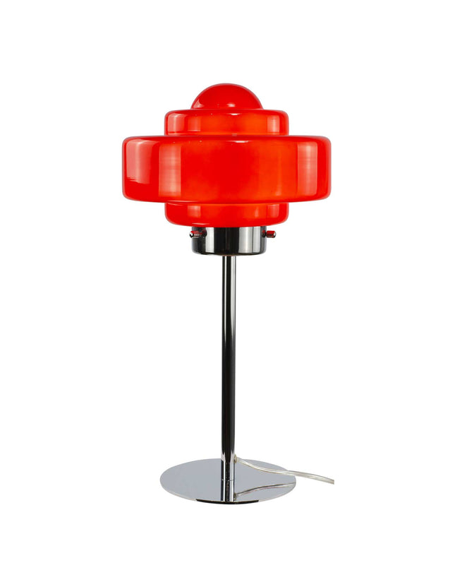 Lampe à poser en verre coloré et métal chromé Zéni: Orange