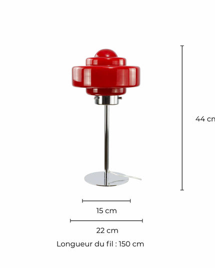 Lampe à poser en verre coloré et métal chromé Zéni: Orange