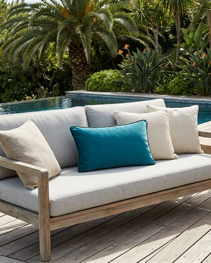 Coussin uni Alga outdoor Indigo 30 x 50