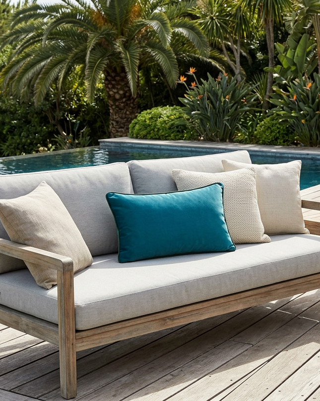 Coussin uni Alga outdoor Indigo 30 x 50