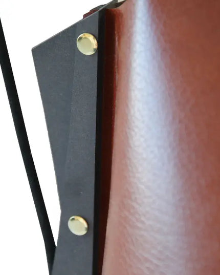 Lampe à poser Silence en cuir marron bois noir
