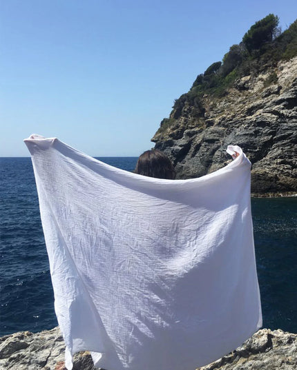 Grand plaid Double gaze de coton - Blanc immaculé