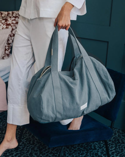 Sac bowling (bleu horizon, gris ardoise, jaune safran et beige sable)